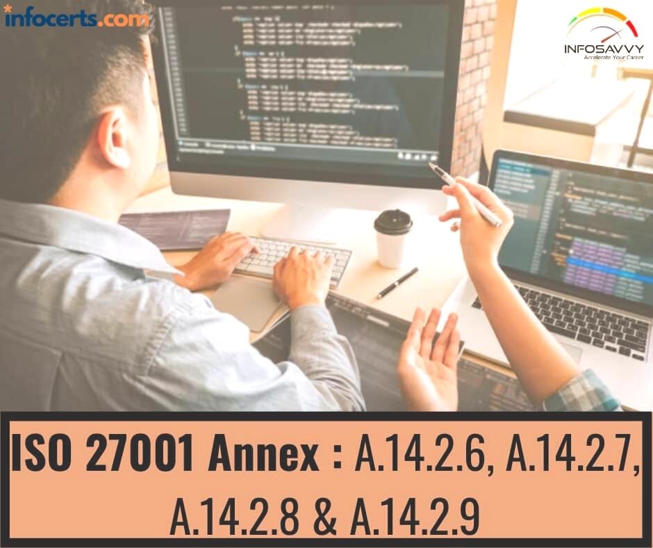 ISO 27001 Annex : A.14.2.6  Secure Development Environment, A.14.2.7 Outsourced Development, A.14.2.8 System Security Testing & A.14.2.9 System Acceptance Testing