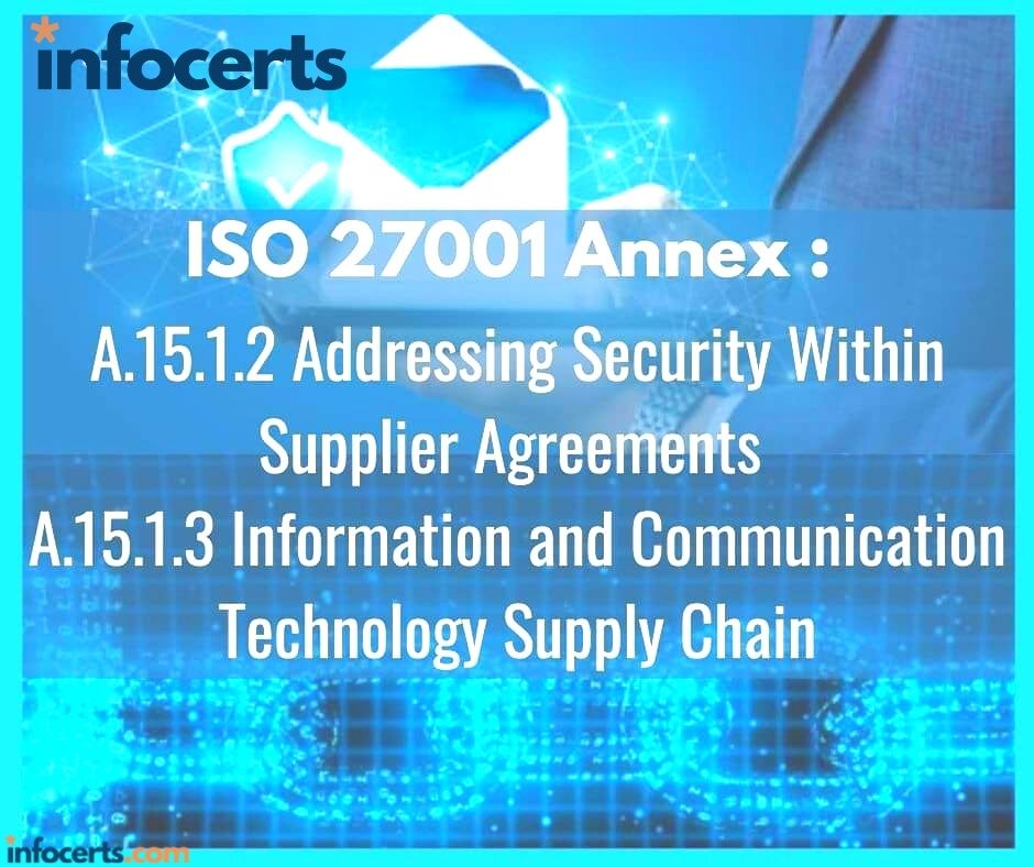 ISO 27001 Annex : A.15.1.2  Addressing Security Within Supplier Agreements & A.15.1.3  Information and Communication Technology Supply Chain