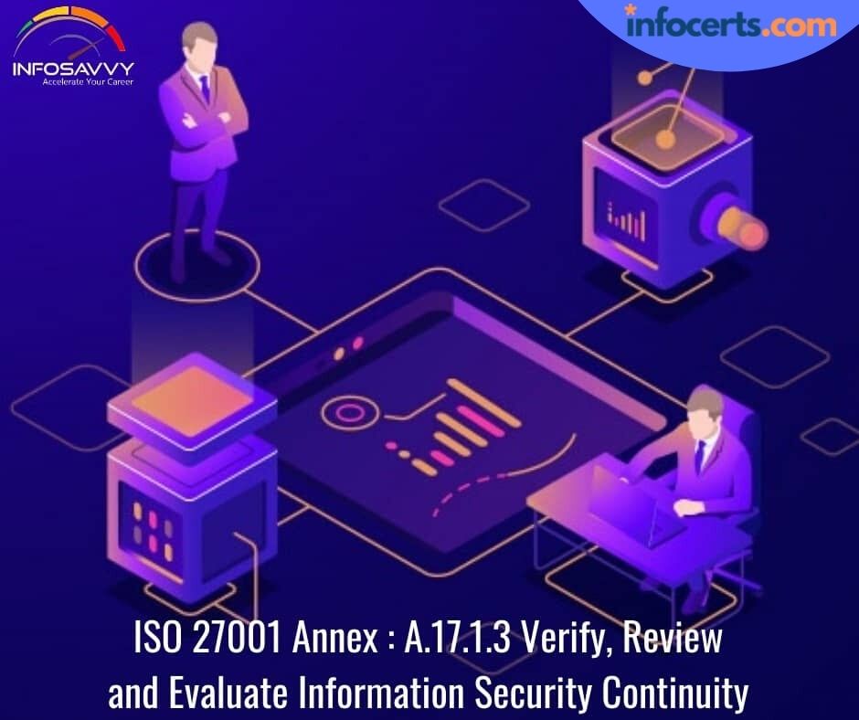 ISO 27001 Annex : A.17.1.3 Verify, Review and Evaluate Information Security Continuity